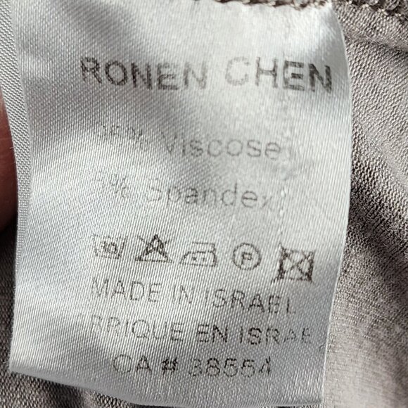 Ronen Chen Beige Washed Stretch Knit Pleated Drape Front Tunic - Picture 7 of 7